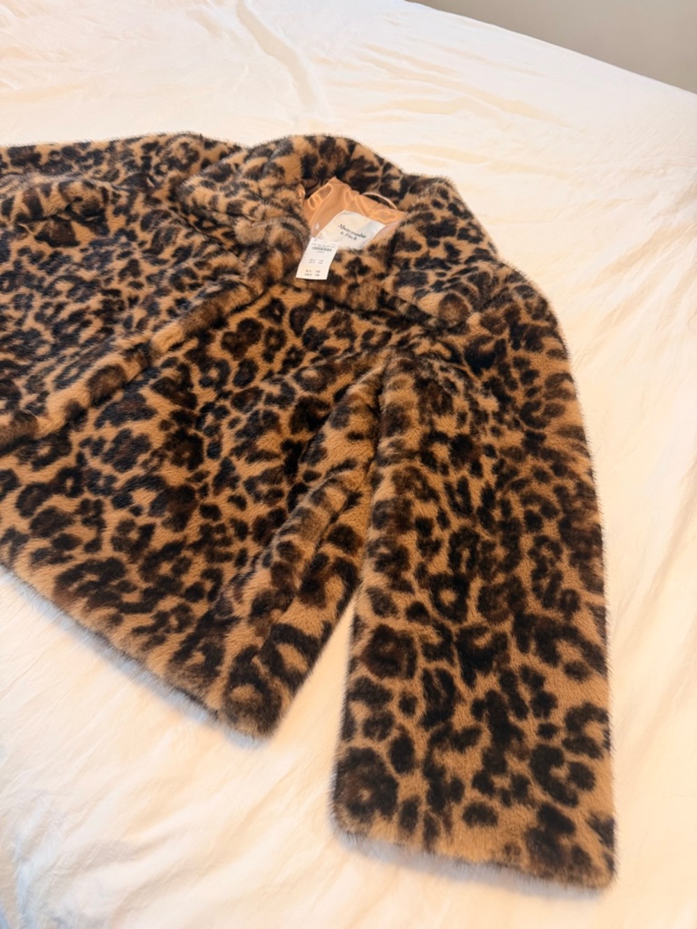 Abercrombie & Fitch Leopard Faux Fur Short Coat